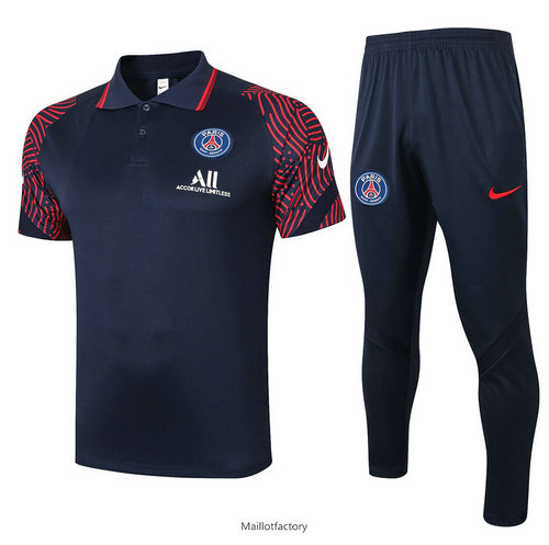 Prix Kit d'entrainement Maillot PSG POLO 2020/21 Bleu Marine/Rouge