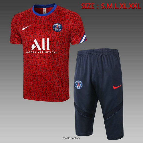 Achat Kit d'entrainement Maillot PSG 3/4 2020/21 Rouge