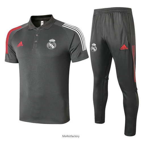 Achetés Kit d'entrainement Maillot Real Madrid POLO 2020/21 Gris foncé