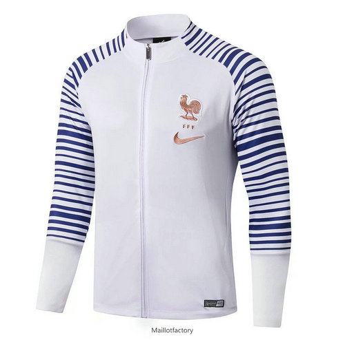 Nouveaux Veste France 2019/20 Blanc/Bleu Col Rond