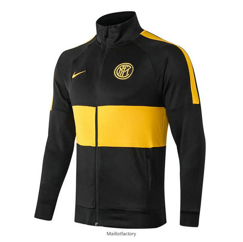 Pas cher Veste Inter Milan 2019/20 Noir/Jaune Col Haut